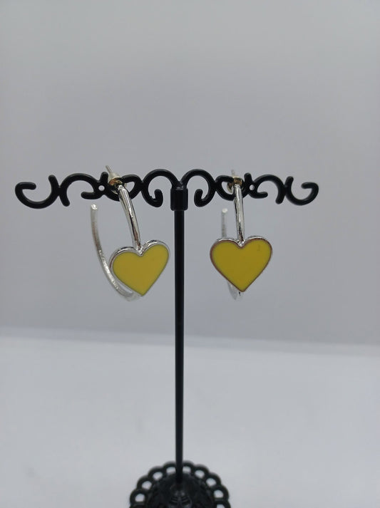 Silver Earrings w/ Yellow Hearts