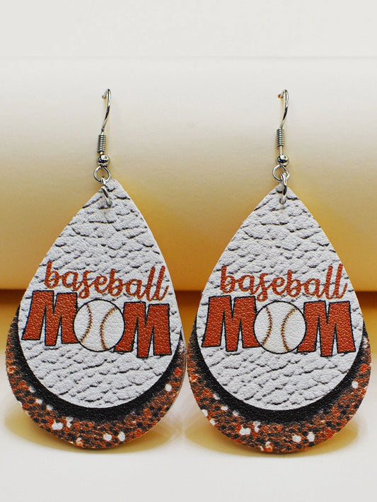 Baseball Mom Leather Style Earrings
