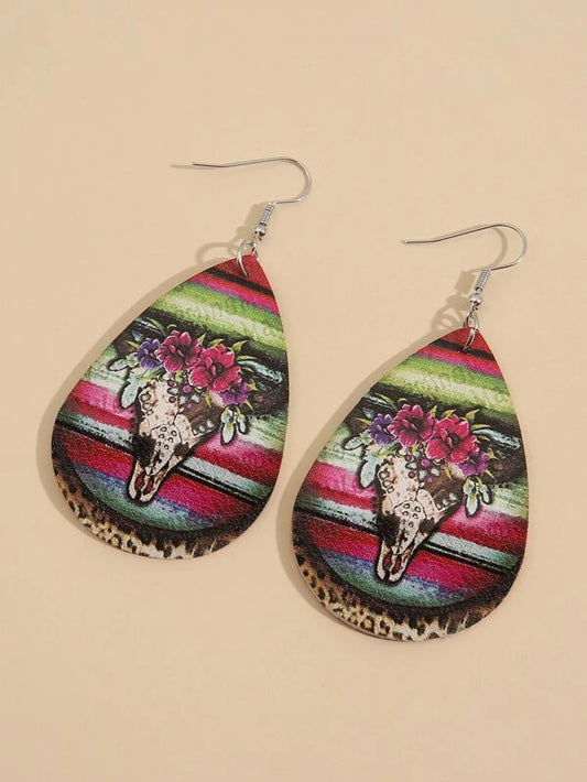 Floral Skull Designed Earrings