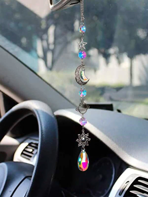Crystal SINGLE Suncatcher w/ Moon, Star, & Sun