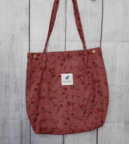 Deep Pink Floral Corduroy Purse/Bag