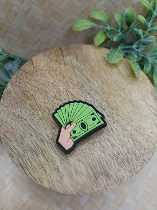 Hand Holding Money Shoe Charm Accessory