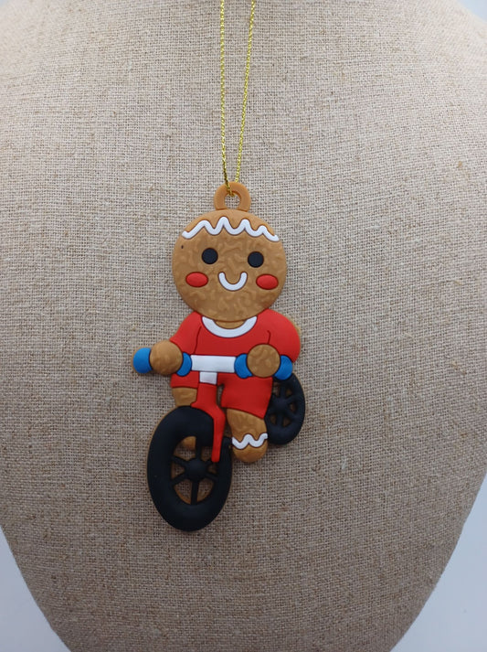 Gingerbread Man on a Bicycle Ornament