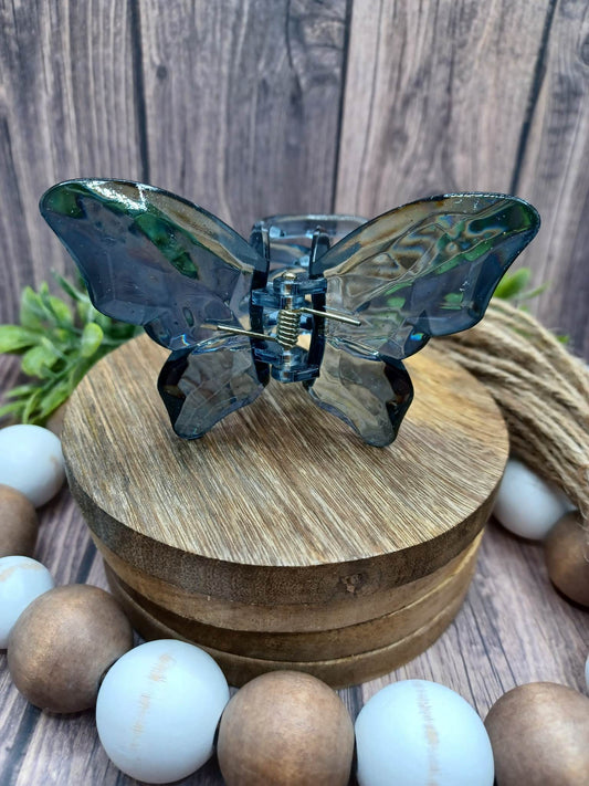 Deep Blue Butterfly Jaw Clip