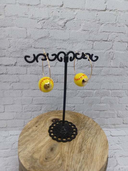 Softball Hoop Style Earrings