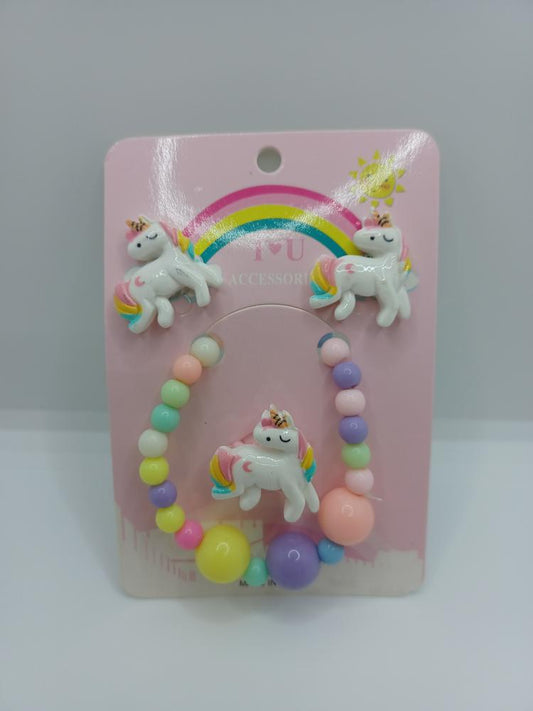 Unicorn Bracelet, Earrings, & Ring Set