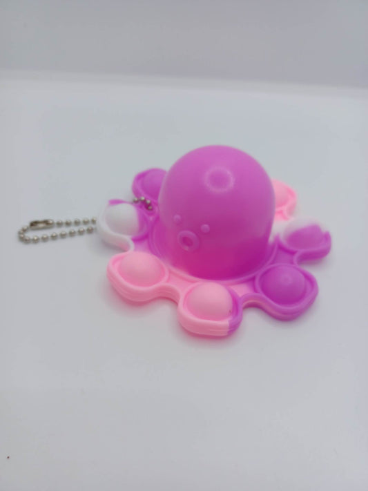 Pink w/ Purple & White Octopus Pop-it Keychain