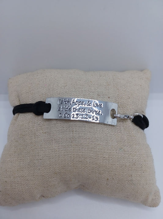 Faith Hope & Love abide these three 1 Cor 13:12-13 Inspirational Bracelet