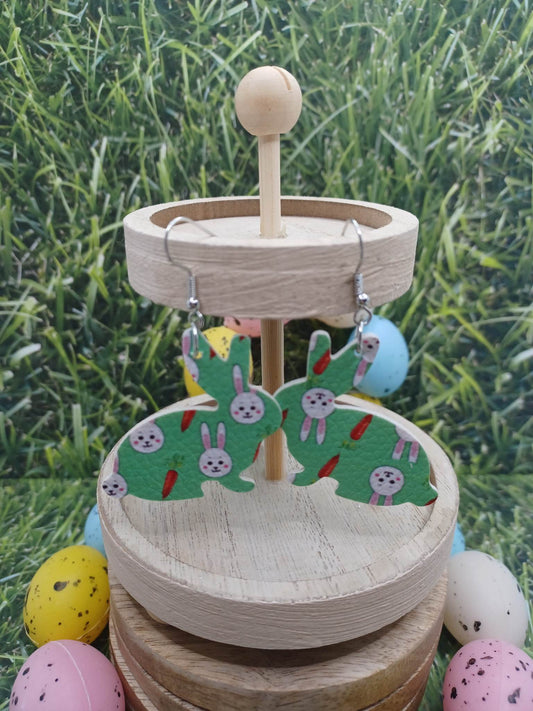 Green Easter Bunny Cutout Earrings