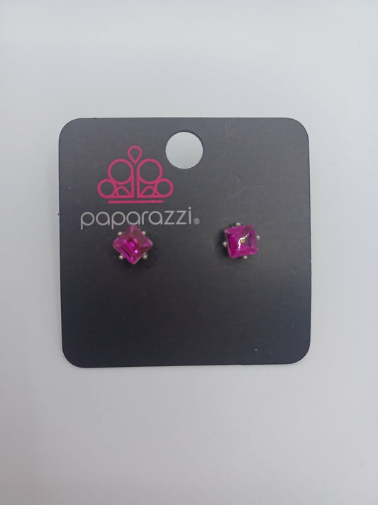 Hot Pink Square Shaped Earrings