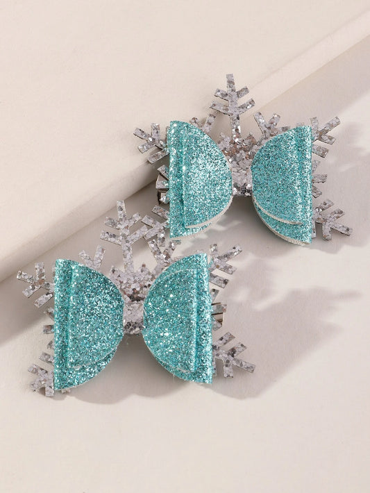 Blue and Silver Bow Set