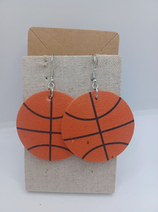 Basketball Leather Style Earrings
