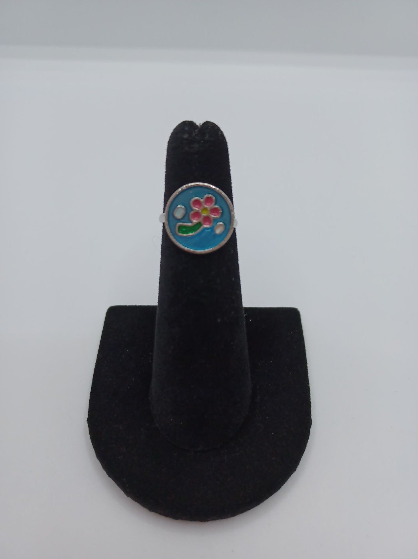Blue Ring w/ Pink Flower