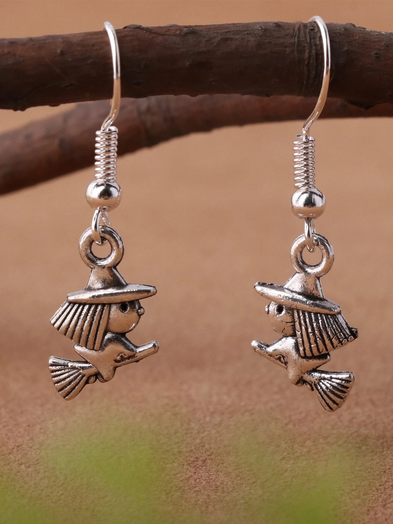 Dainty Witch on a Broom Earrings