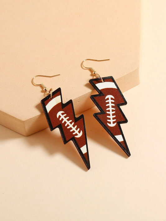 Lightning Bolt Football Earrings