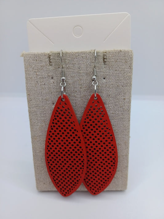Red Wooden Cutout Earrings