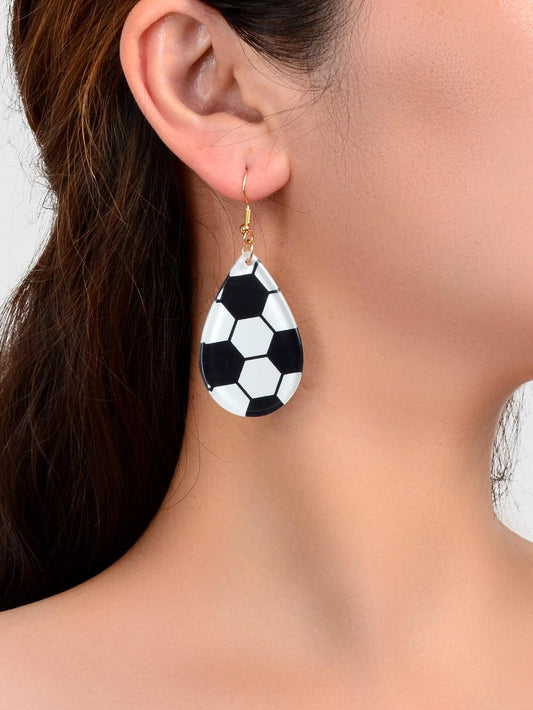 Soccer Glass Cut Earrings