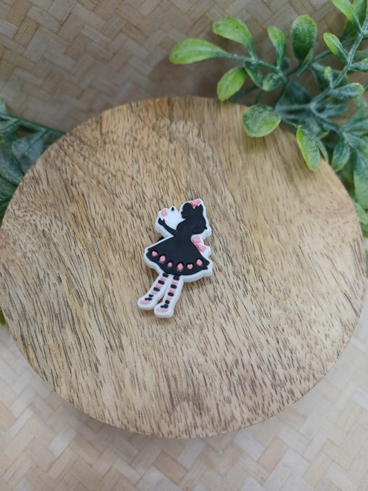 Girl in Black & Pink Dress Shoe Charm Accessory