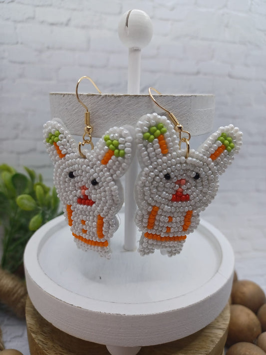 Easter Bunny Sea Beaded Earrings