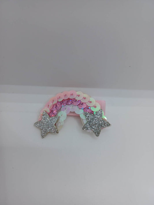 White, Pink, & Purple Sequin Hair Accessory