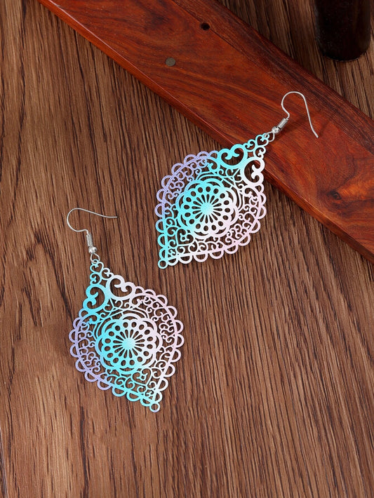 Ombre Pink Blue to Purple Cutout Earrings