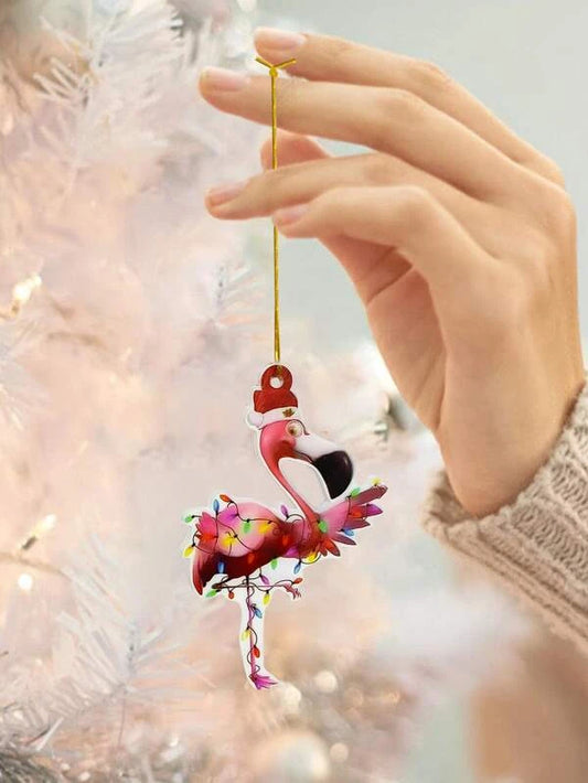 Christmas Flamingo Ornament