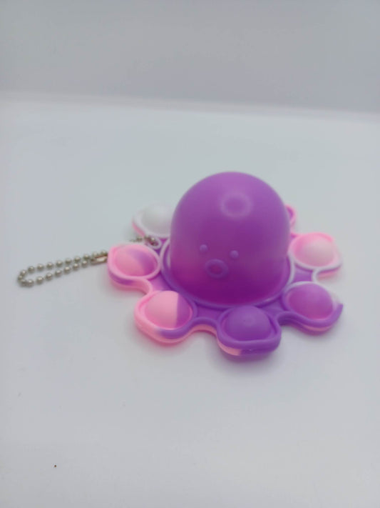 Purple w/ Pink & White Octopus Pop-it Keychain