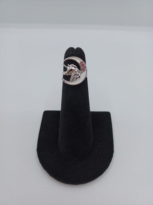 White Moon Unicorn Ring