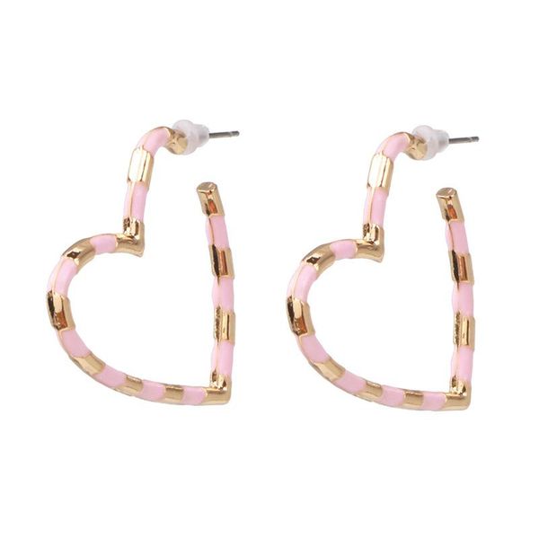 Gold & Pink Wrapped Heart Shaped Hoops