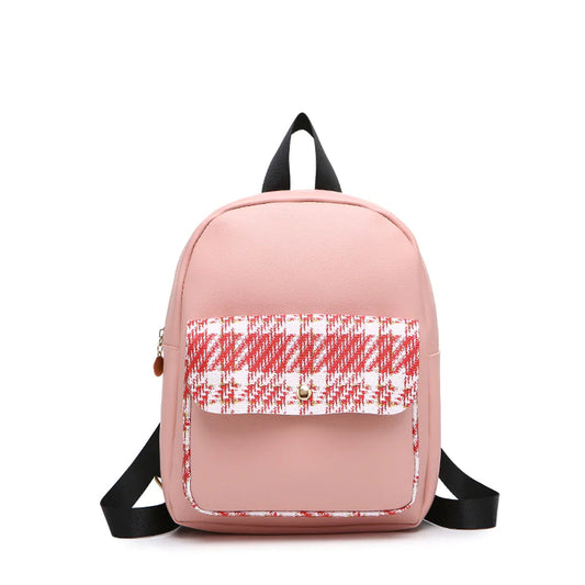 Pink Backpack w/ Patterned Front Pocket