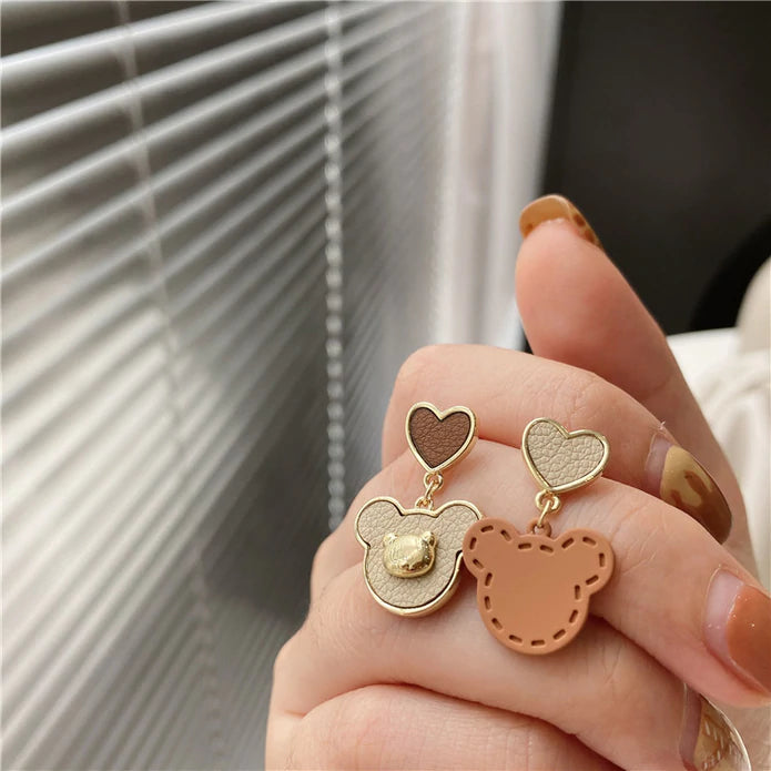 White & Brown Bear Earrings
