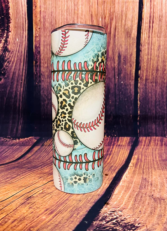 PRE ORDER - Baseball w/ Leopard Print 20oz. Tumbler