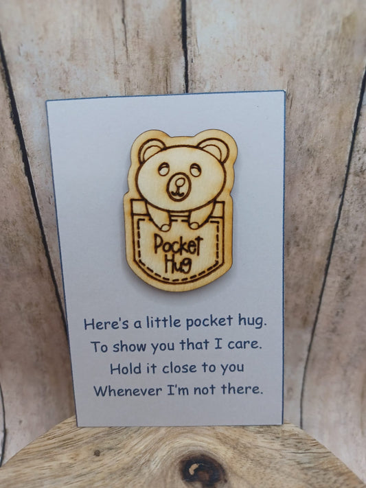 Wooden Pocket Hug - Bear