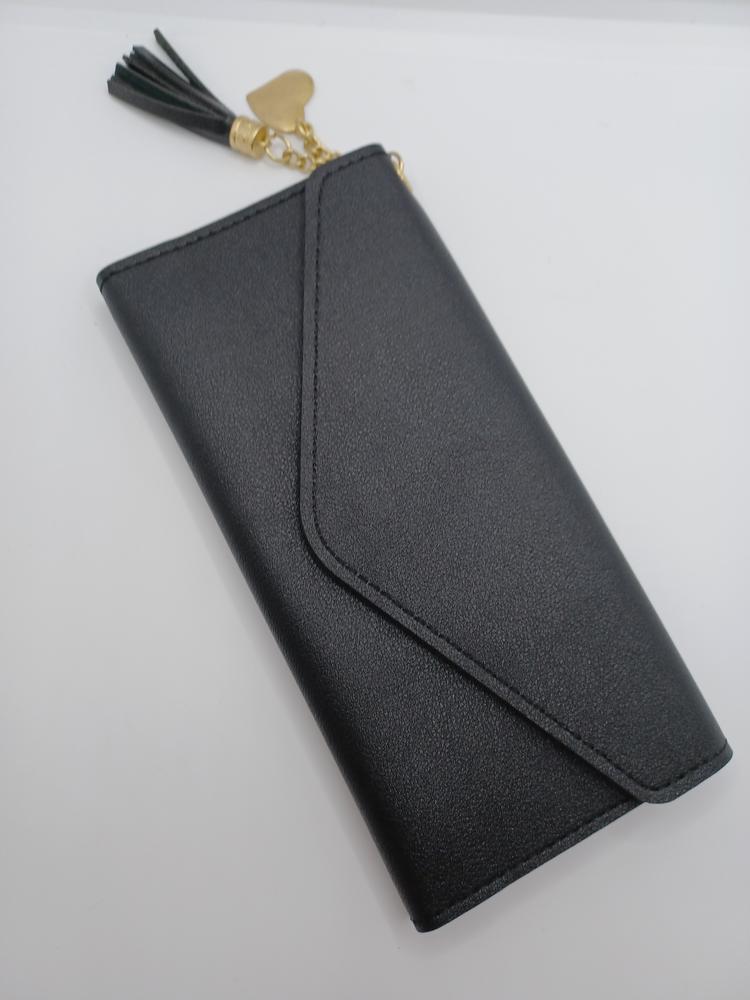 Black Wallet w/ Gold Heart Charm & Tassel