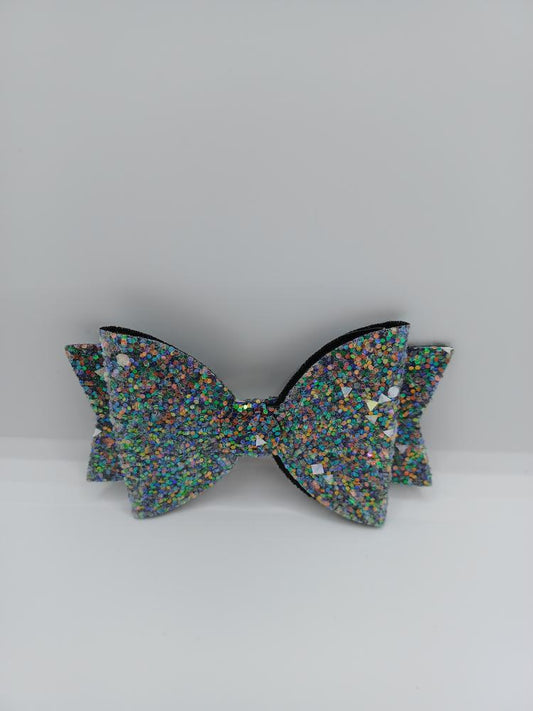 Black Blue Glitter Hairbow