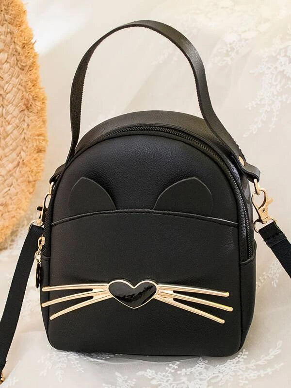Black Cat Crossbody Mini Backpack