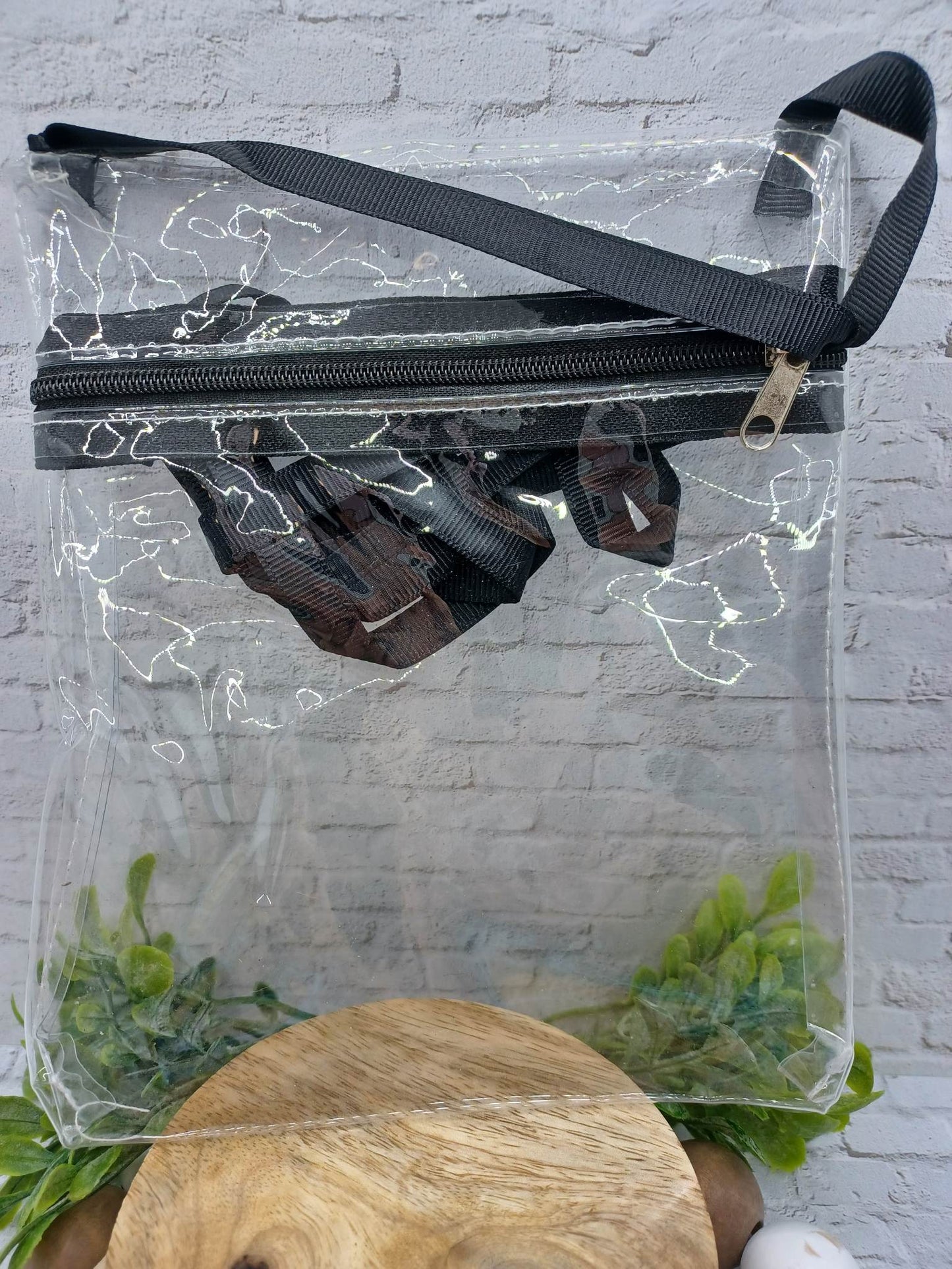 Black Clear Zippable Crossbody Bag