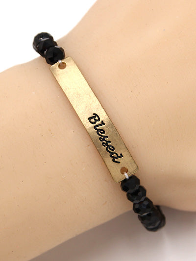 Black Glass Beaded Blessed Bracelet