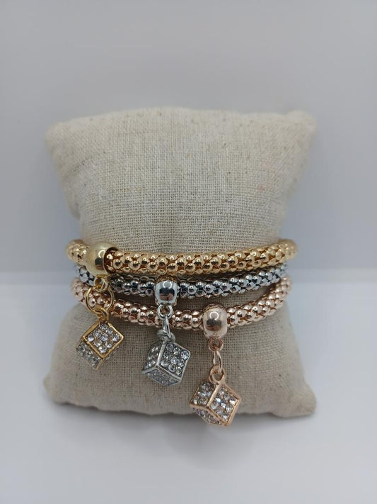 Block Charm Bracelet Set