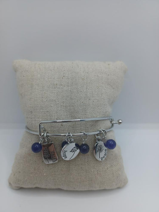 Blue Faith, Hope, Peace Bangle Set