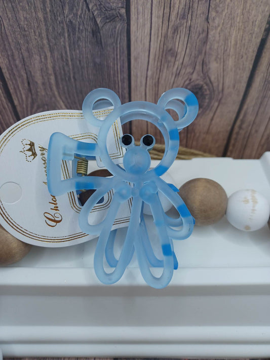 Blue Teddy Bear Jaw Hair Clip