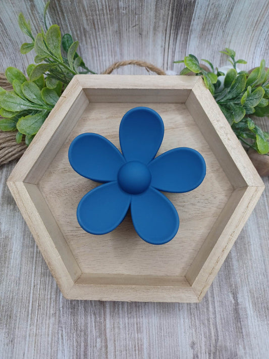 Blue Flower Hair Jaw Clip