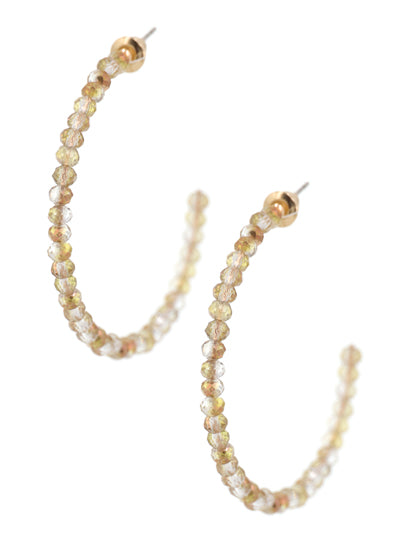 Brown Faceted Beaded Hoop Earring