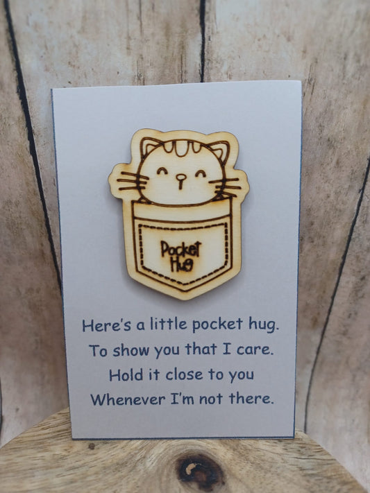 Wooden Pocket Hug - Cat