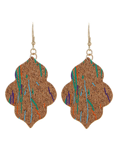 Cork Earrings w/ Purple, Orange, & Teal Accents