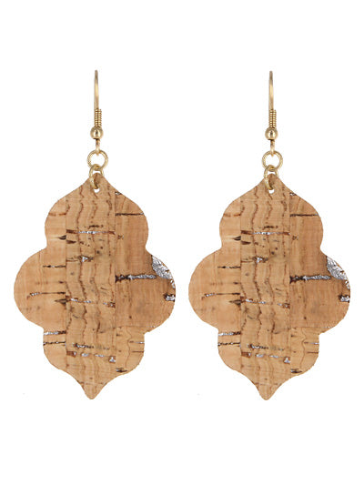 Cork Earrings w/ Silver Accents