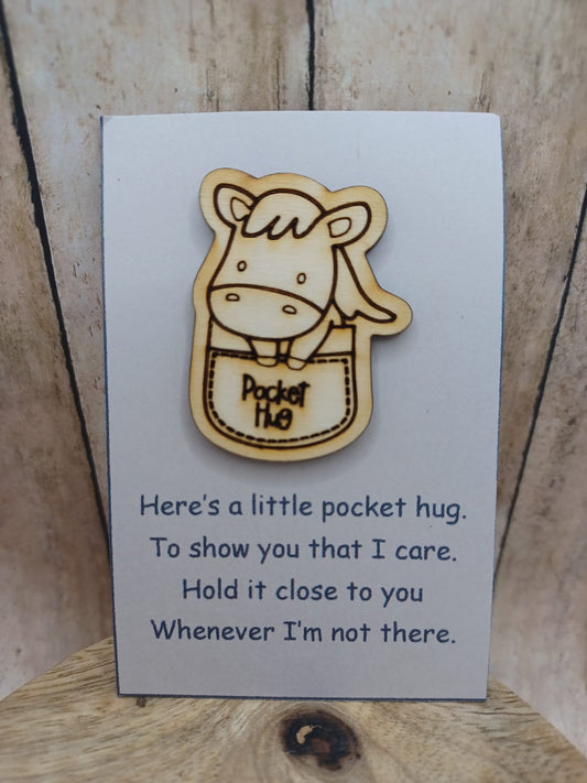 Wooden Pocket Hug - Cow