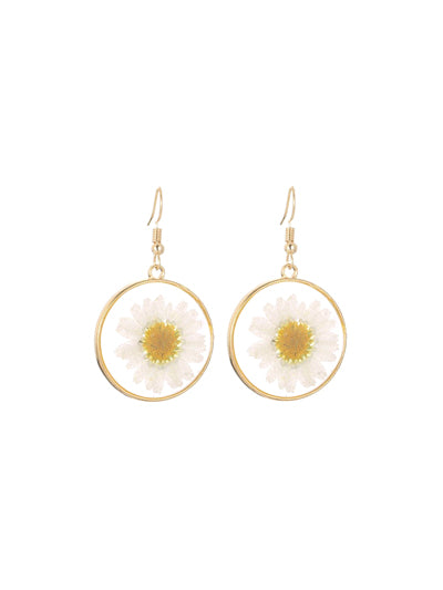 White Daisy Pressed Earrings