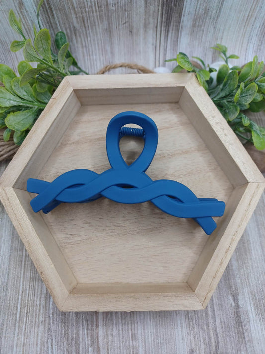 Dark Blue Twisted Hair Jaw Clip