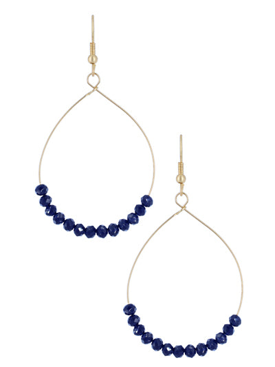 Deep Blue Glass Beaded Earrings